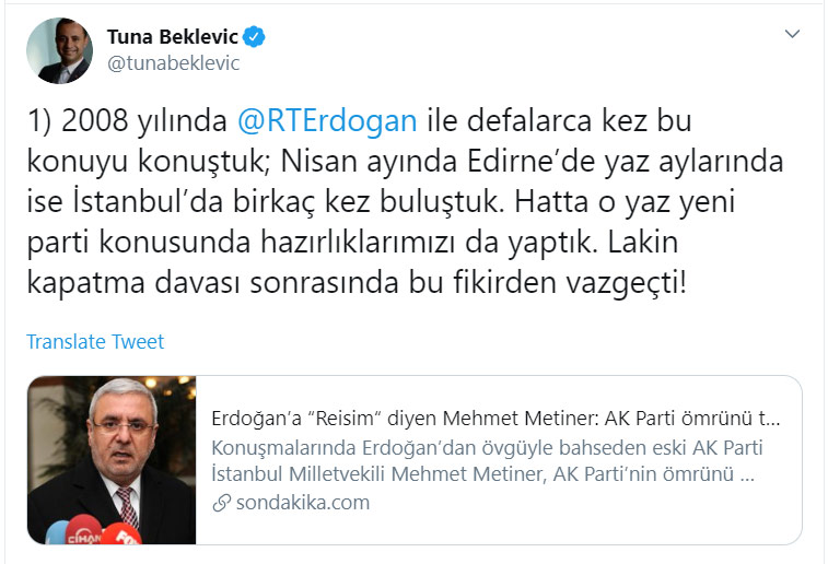 'Erdoğan'la yeni parti hazırlığı yaptık...'
