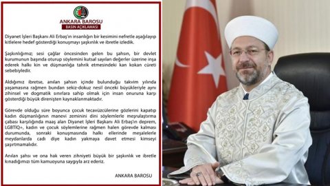 Ankara Barosu’ndan Diyanet İşleri Başkanı Ali Erbaş’a tepki: ‘Halkı düşmanlığa tahrik ediyor’