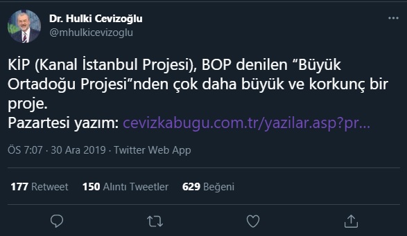 kanal istanbul a evet diyorum diyen hulki cevizoglu nun apar topar sildigi kanal istanbul yazisi ortaya cikti gercek gundem