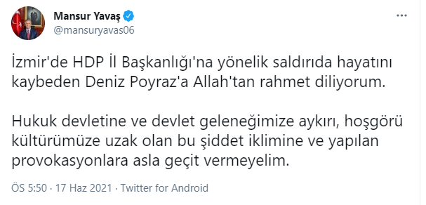 Mansur Yavaş'tan HDP binasına saldırıya ilişkin açıklama - Resim : 1