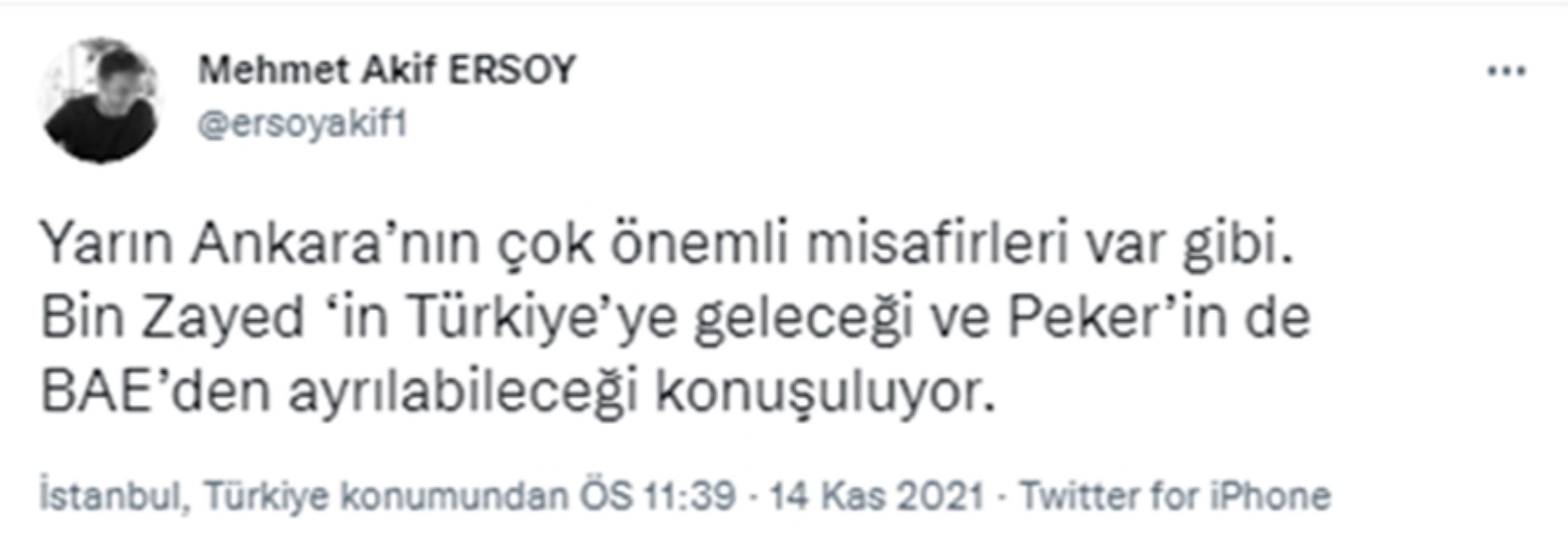 BAE'nin Türkiye ziyareti doğrulandı: Dikkat çeken 'Sedat Peker' iddiası - Resim : 1