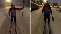 Kayak takımlarını giydi: Avcılar'dan Firuzköy'e kayarak gitti