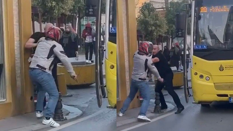 İstanbul'da trafikte dehşet: Elindeki bıçakla otobüs şoförüne saldırdı