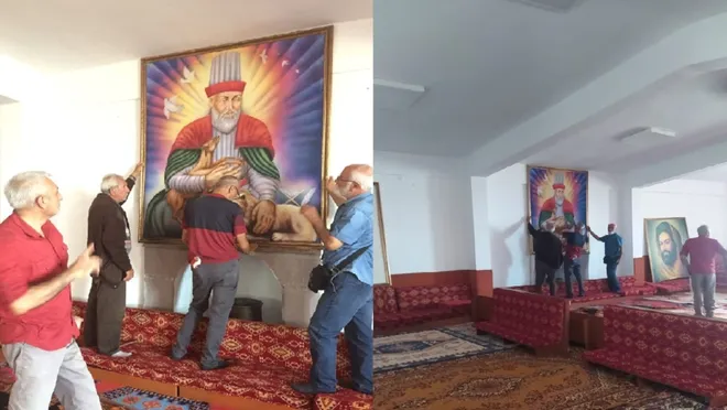 Erdoğan'ın ziyareti için kaldırılan portreler eski yerlerine asıldı