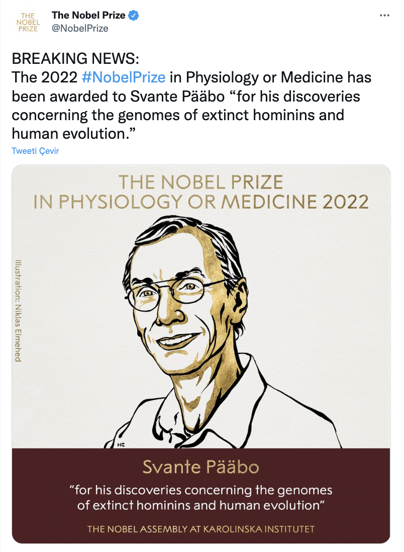 2022 Nobel Tıp Ödülü'nü İsveçli biyolog Svante Paabo kazandı - Resim : 1
